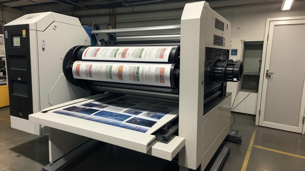 Rotogravure printer, graphic background, photo realistic