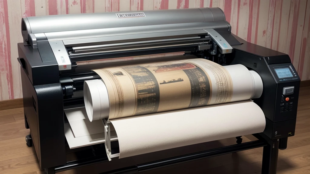 Rotogravure printer, graphic background, photo realistic