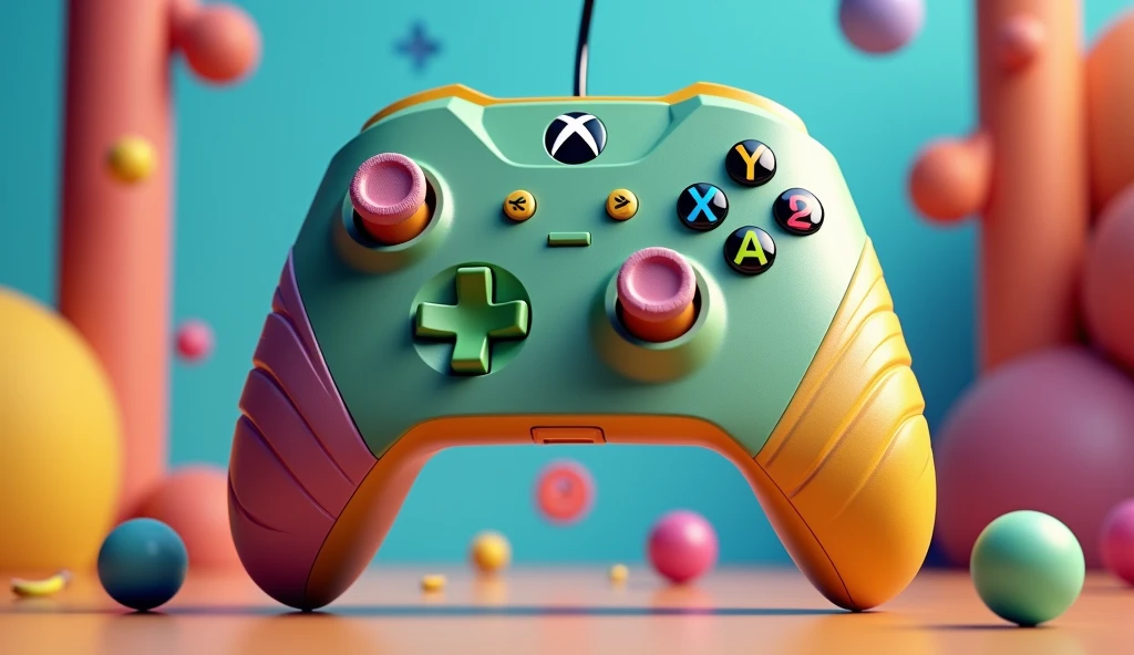 A realistic 3d style image, very fun, of an xbox controller in the shape of a logo