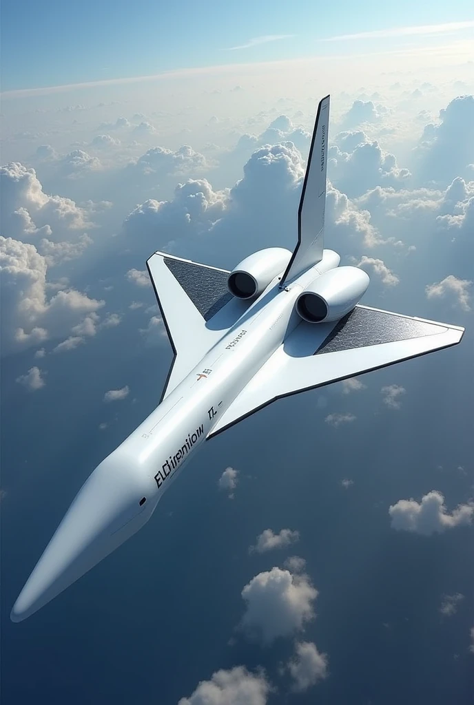 stratospheric electric airplane similar to the pencil-thin Zephyr Z unmanned aircraft, with very thin airplane function, with upper T-tail and electric turboprop engines with solar panels on the wings and T-tail, Much thinner with a very thin fuselage and much longer wings.





