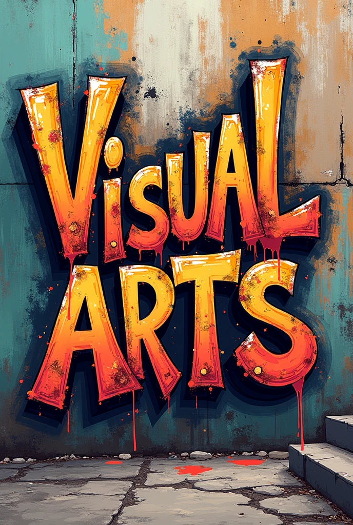 the phrase "visual arts" with a graffiti style letter