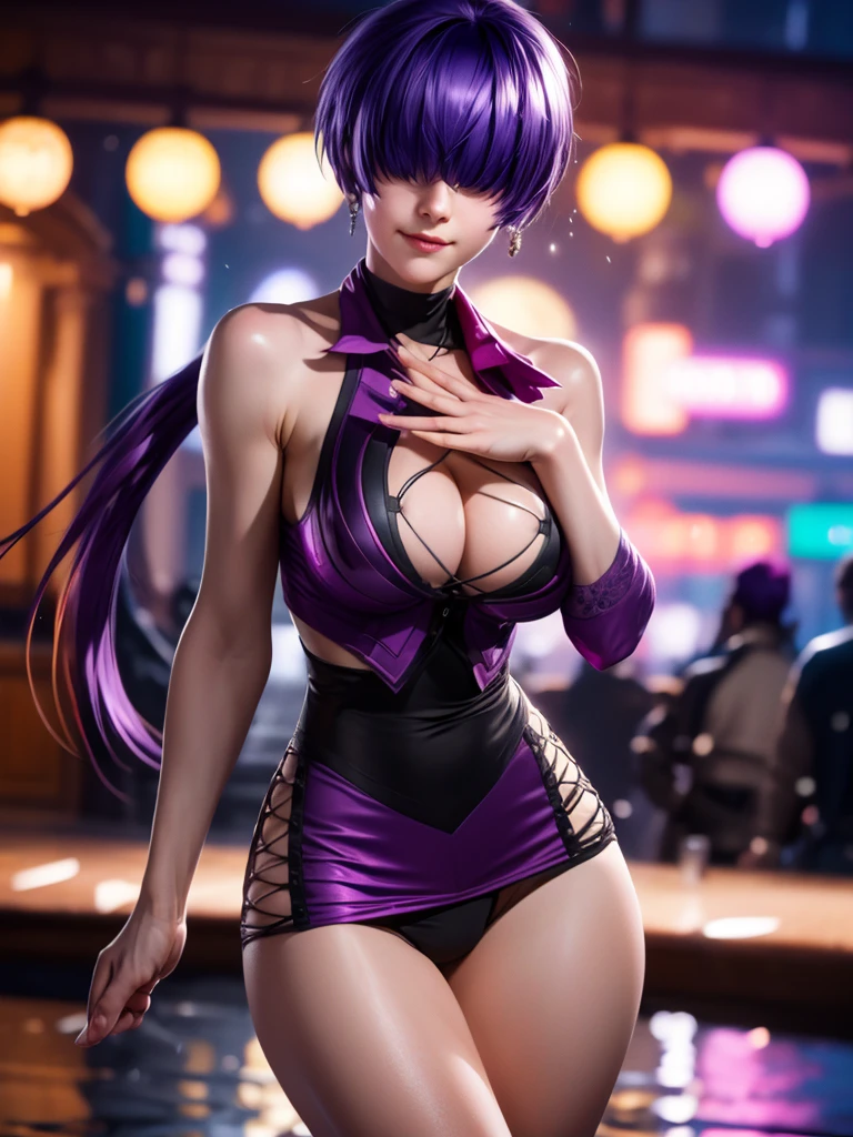 (at night), alone, in a video game scene a background of a beautiful city during the day raining, standing at attention, purple hair, ((purple hair)), 1 girl, alone, 20 years old, young woman, perfect hands , beautiful and perfect symmetrical fingers, beautiful long legs, perfect legs, beautiful body, beautiful nose, beautiful character design, perfect face, look at the viewer with a serious gesture and in an attack position (focusing on his face), closed mouth, Light_Smile, official art, extremely detailed CG unity 8k wallpaper, perfect lighting, bright and colorful front lighting, glowing skin (masterpiece: 1.0), (best quality: 1.0), ultra high resolution, 4K, ultra detailed photography, 8K , HDR, high resolution, nonsense: 1.2, Kodak portra 400, film grain, blurred background, bokeh: 1.2, lens flare, (vibrant_color: 1.2), professional photography, (beautiful_face: 1.5), (narrow waist),
