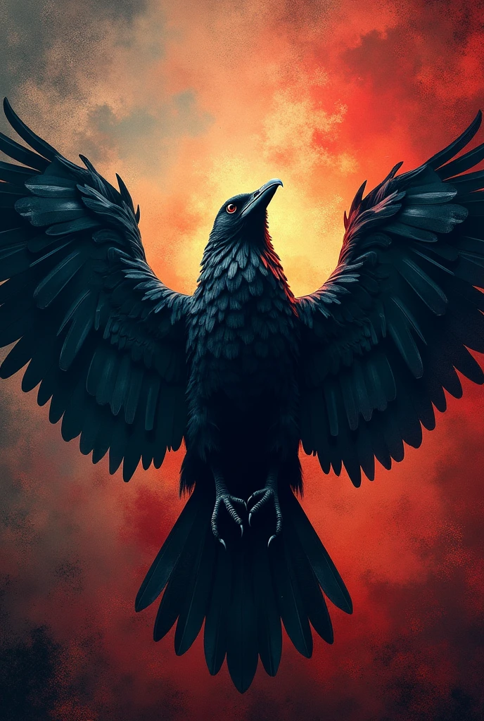 A concert poster for a rock metal legends live performance, featuring a big crow with open wings, dramatic lighting, textured grunge background, vibrant colors, cinematic composition, without musicians, without people, highly detailed, photorealistic, 4k