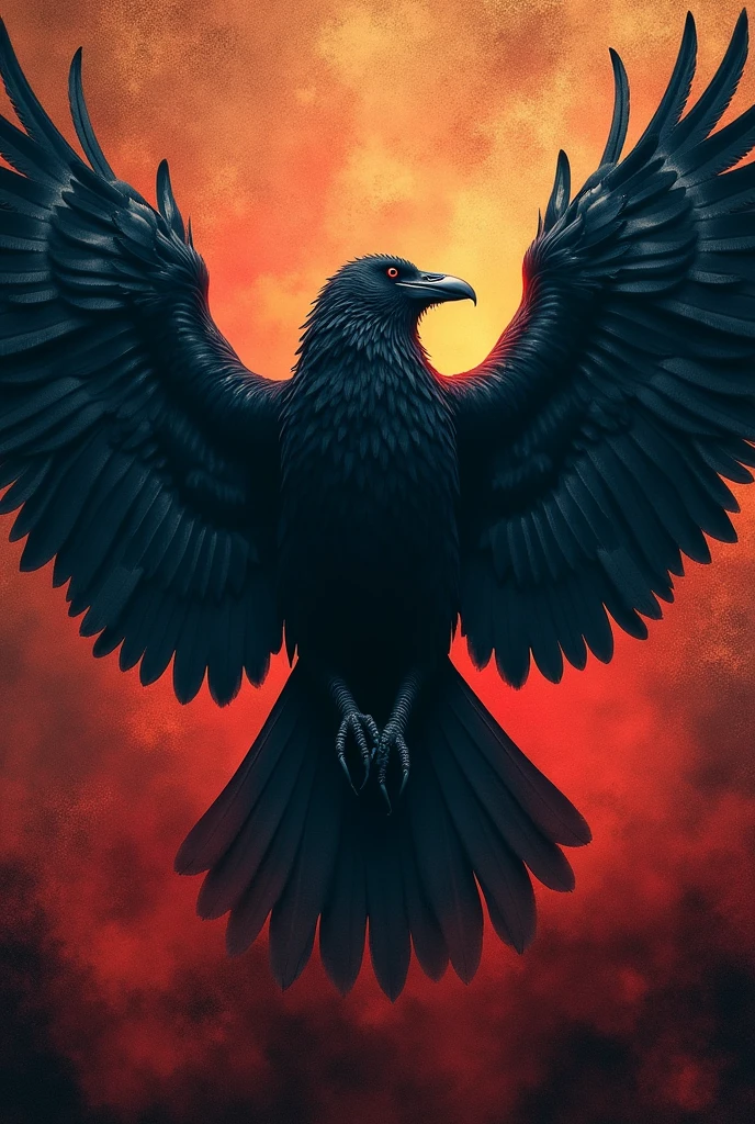 A concert poster for a rock metal legends live performance, featuring a big crow with open wings, dramatic lighting, textured grunge background, vibrant colors, cinematic composition, without musicians, without people, highly detailed, photorealistic, 4k