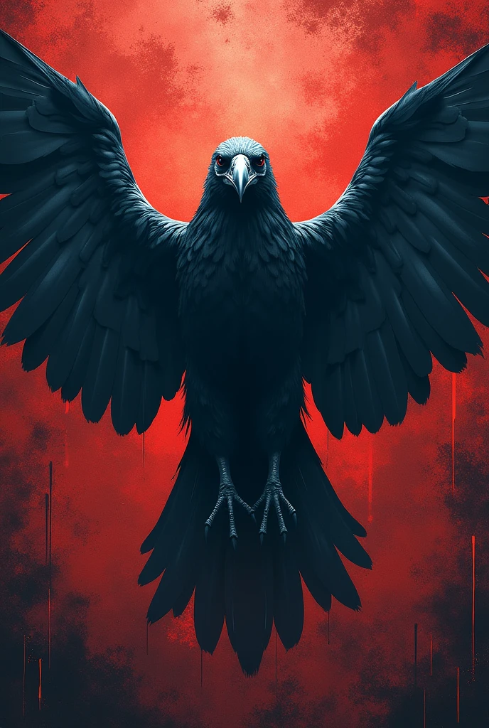 A concert poster for a rock metal legends live performance, featuring a big crow with open wings, dramatic lighting, textured grunge background, vibrant colors, cinematic composition, without musicians, without people, highly detailed, photorealistic, 4k