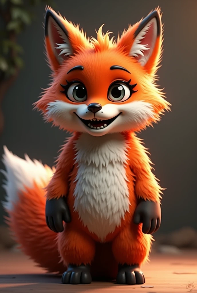 Foxy de (fnaf) with fur (vermelha), no features (Robotic) and super (bonitas)