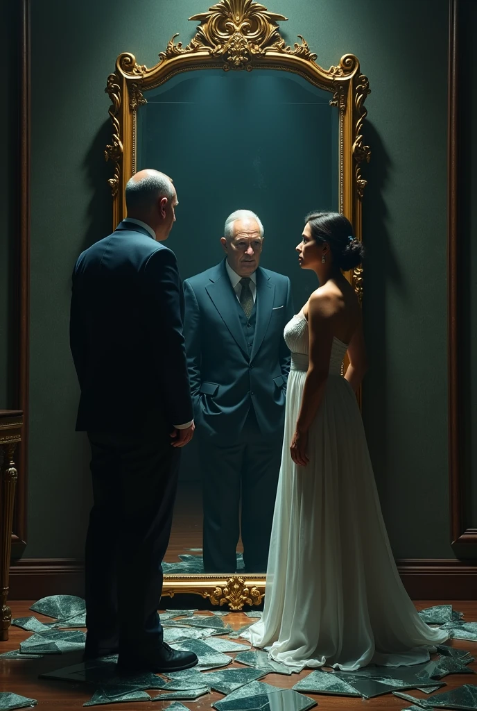 "A cinematic, hyper-realistic book cover for an eBook in Portuguese titled 'Antinarcisista.' The cover depicts a dramatic scene of a couple in conflict, with the man embodying narcissistic traits, standing in front of a large, ornate mirror that reflects a distorted image of him. The woman stands firm but vulnerable, resisting his influence. The background is a dark, opulent room with broken mirrors on the floor. The title 'Antinarcisista' is prominently displayed at the top in a bold, elegant font. The subtitle 'A quebra do espelho' is displayed below in a smaller, complementary font. Remove all other text from the original image."
styled: realisitic/Cinematic Resolution: Bullish (1024x1024 or higher)
detalhamento: Maximum Illumination: Dramatic, focusing on clear contrasts and shadows Texture: fine-details, with attention to the composition of the elements (broken mirrors, opulence of the environment)
Farbe: Dark and realistic color palette