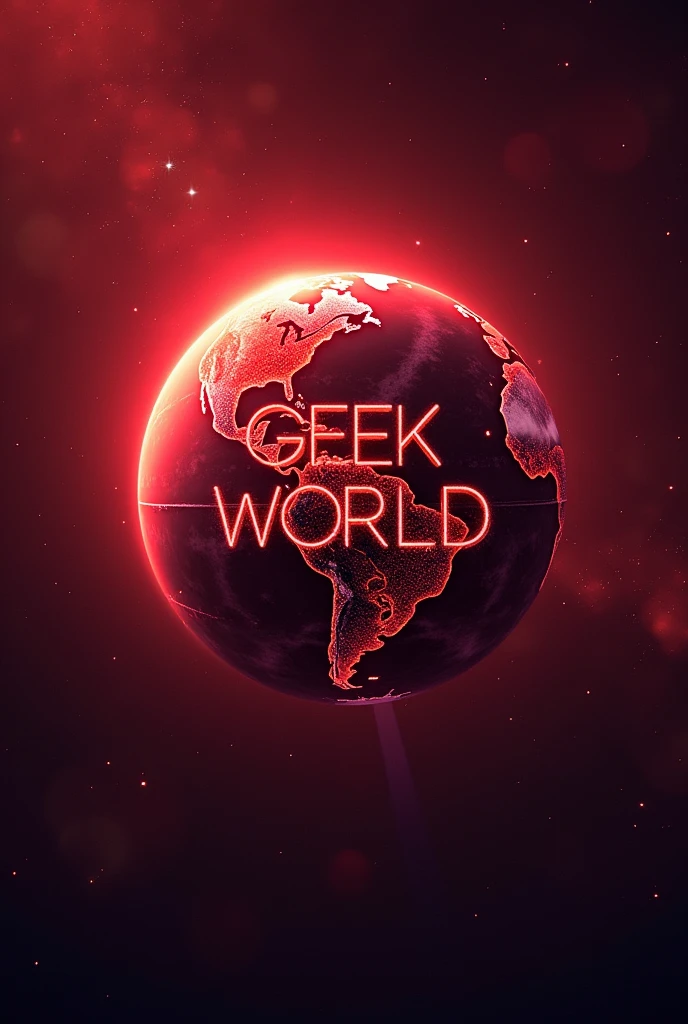 One planet, Written "Geek World" with the red theme
