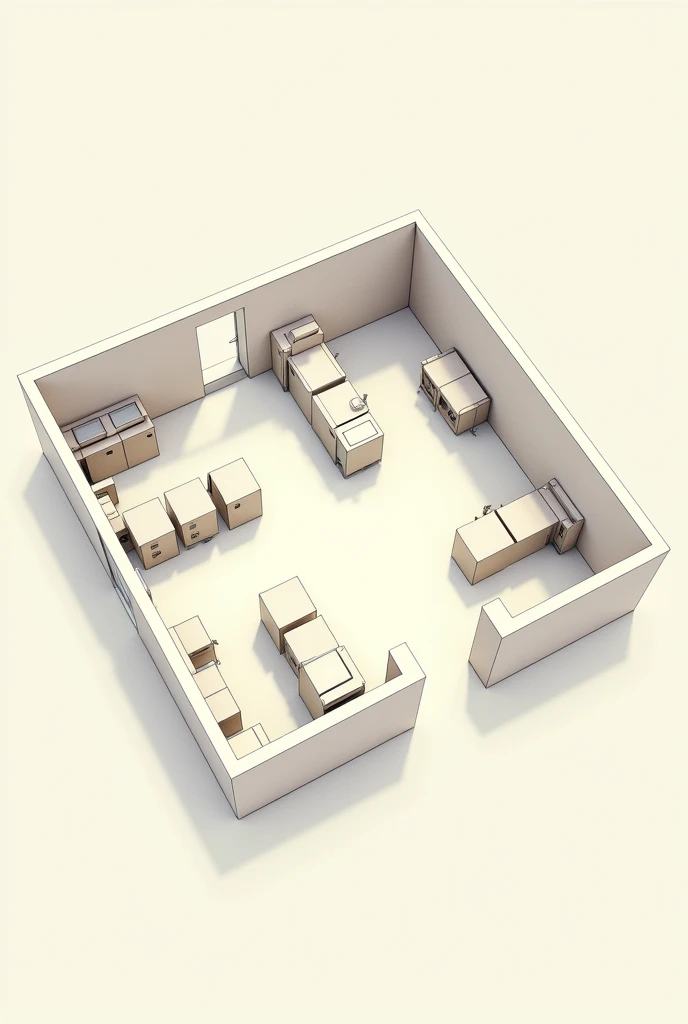 create a blueprint for a simple infrastructure cooperative, Not even a legend, no colors, just the bare plant with no details, just the walls and floor, make it more like an unfurnished office , I SAID NO FURNITURE, make just space for 3 offices and a reception, still without furniture and more apparent features, remove the furniture