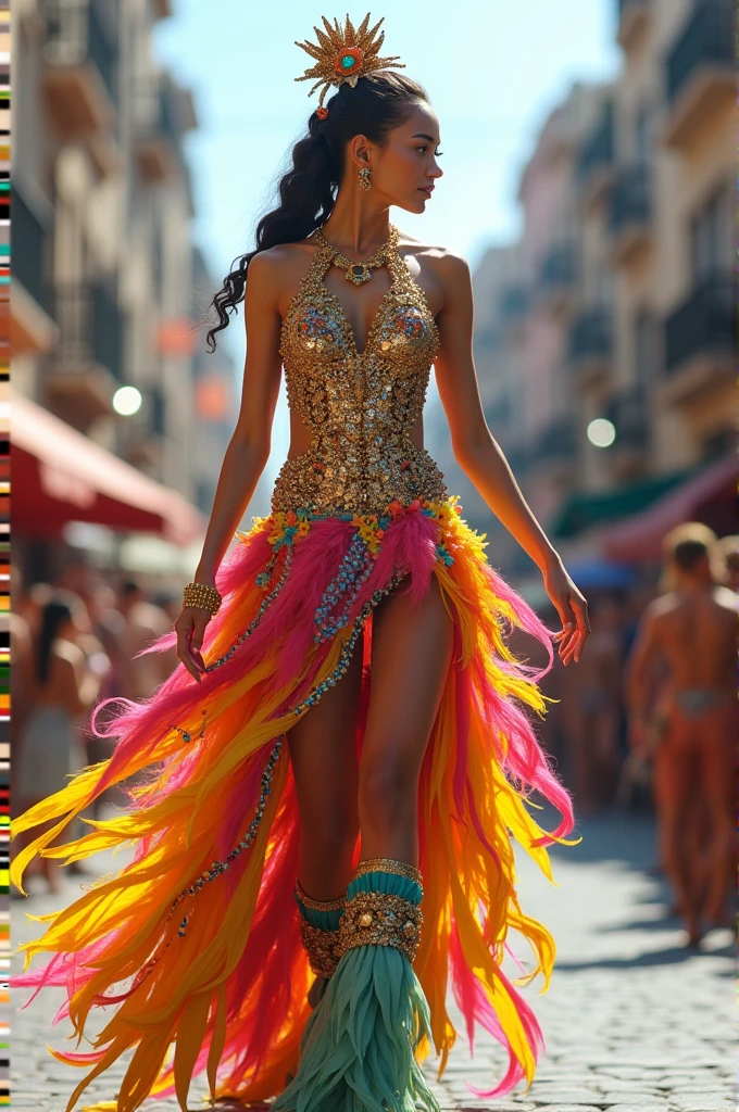 make an image of a gymkhana dress for a parade with recyclable items