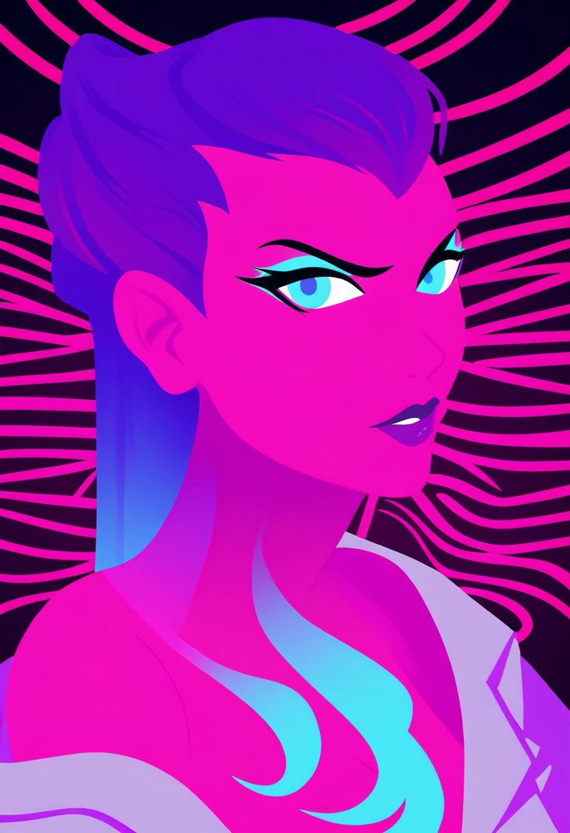 score_9, score_8_up, score_7_up, Evelynn, neon, neon_outline, glowing, neon background, multi neon colours, upper body, minimalist, modern art, vector, lineless, absurd resolution