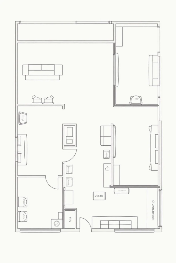 create a blueprint for a simple infrastructure cooperative, Not even a legend, no colors, just the bare plant with no details, just the walls and floor, make it more like an unfurnished office , I SAID NO FURNITURE, make just space for 3 offices and a reception, still without furniture and more apparent features, remove the objects and keep the walls 