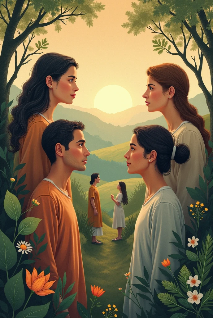 Create a front and back cover for a book called "Teach me how to live" which talks about the lives of 2 women and three men who go through overcoming life, and who find peace with each other