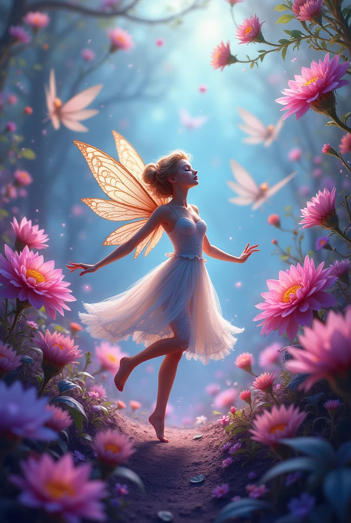 purple flowers with fairy girls flying around them, beautiful fairies, magical flowers, small fairies, tiny faeries, fairies, magical fairy background, flying fairies, space flower fairy, magical colorful flowers, beautiful digital art, faeries, very beautiful digital art, beautiful digital artwork, hd wallpaper, adorable digital painting, beautiful fantasy art, cute digital art, cute detailed digital art