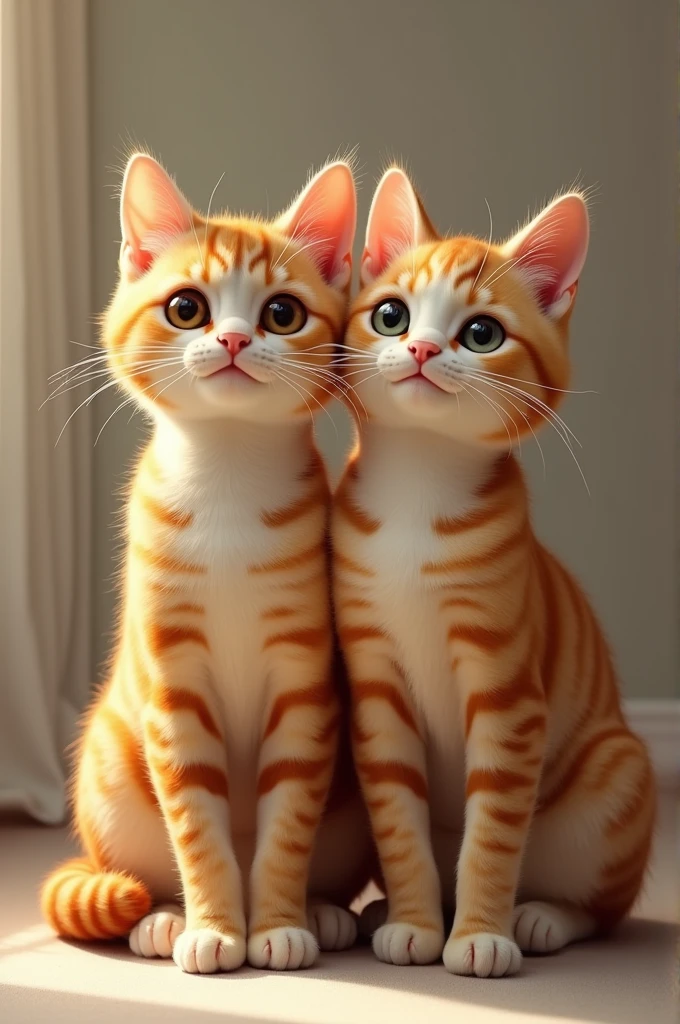 Two blond cats with lead stripes