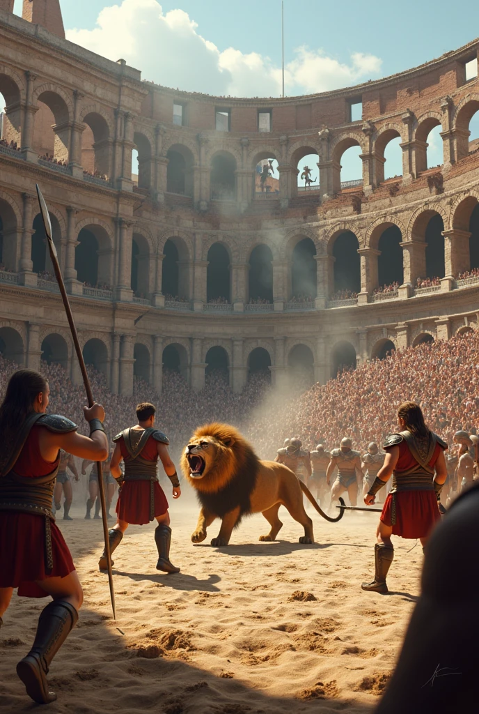 Animals and battles in the Colosseum Rome