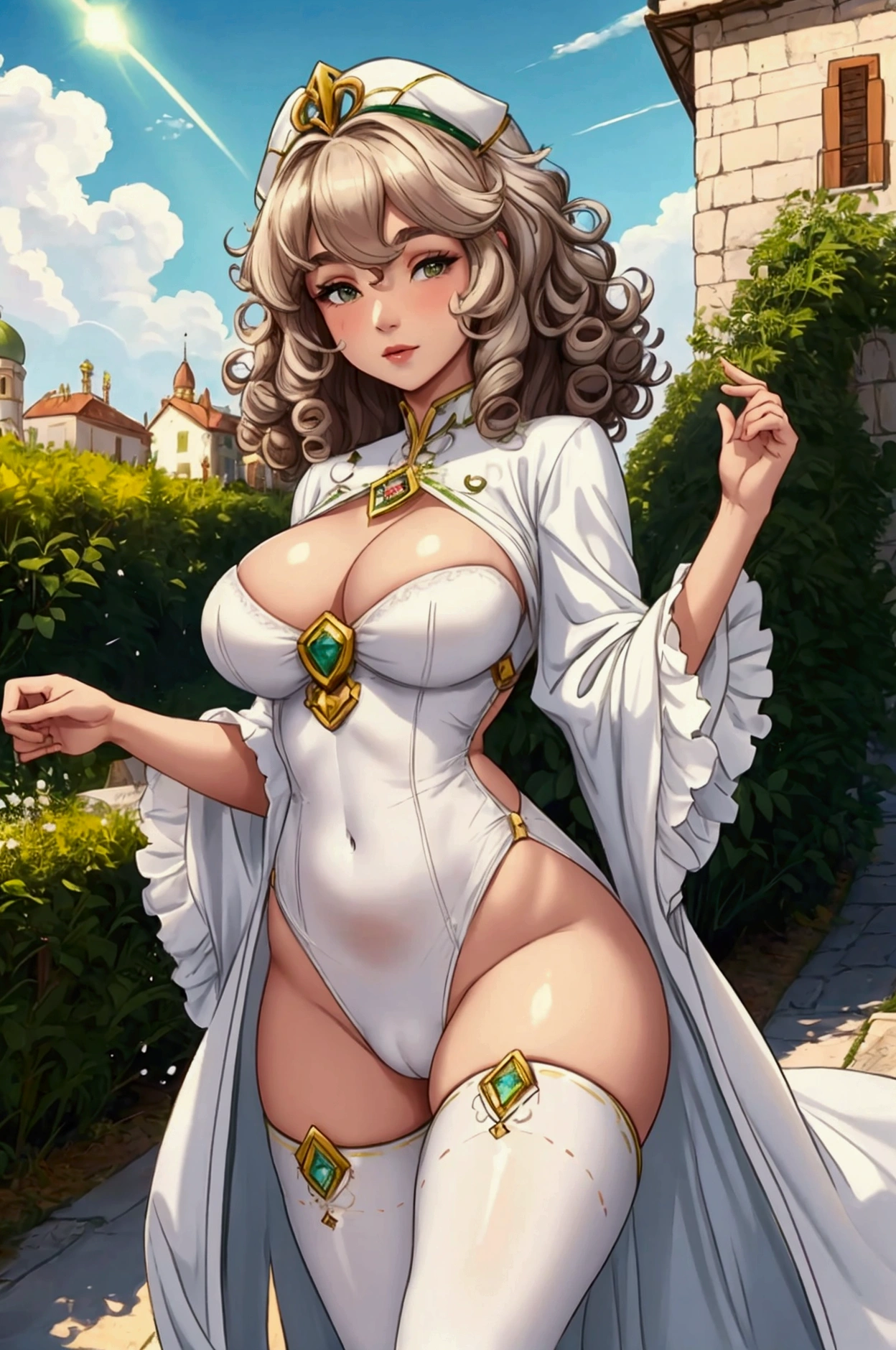 Italian girl, Curly hair, White skin, peaceful and green town, cora adorable, gran cader, camel toe , ager