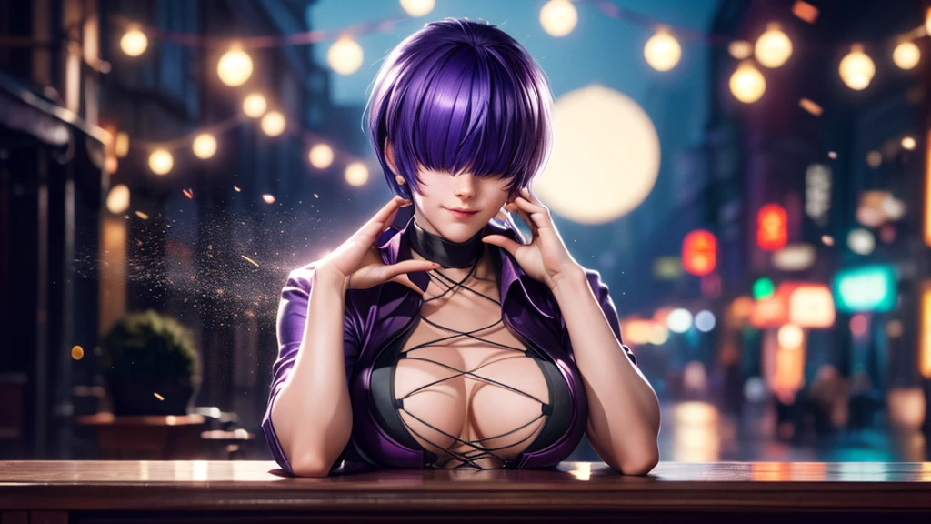 (at night), alone, in a video game scene a background of a beautiful city during the day raining, standing at attention, purple hair, ((purple hair)), 1 girl, alone, 20 years old, young woman, perfect hands , beautiful and perfect symmetrical fingers, beautiful long legs, perfect legs, beautiful body, beautiful nose, beautiful character design, perfect face, look at the viewer with a serious gesture and in an attack position (focusing on his face), closed mouth, Light_Smile, official art, extremely detailed CG unity 8k wallpaper, perfect lighting, bright and colorful front lighting, glowing skin (masterpiece: 1.0), (best quality: 1.0), ultra high resolution, 4K, ultra detailed photography, 8K , HDR, high resolution, nonsense: 1.2, Kodak portra 400, film grain, blurred background, bokeh: 1.2, lens flare, (vibrant_color: 1.2), professional photography, (beautiful_face: 1.5), (narrow waist),
