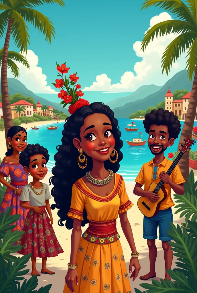 Generates a cartoon-type image of the Colombian Raizal ethnic group