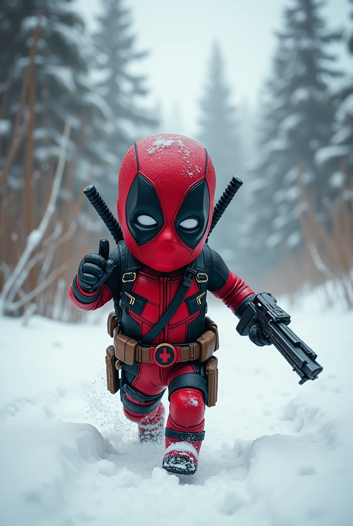 Put little baby Deadpool running to kill a gay snake in the snow