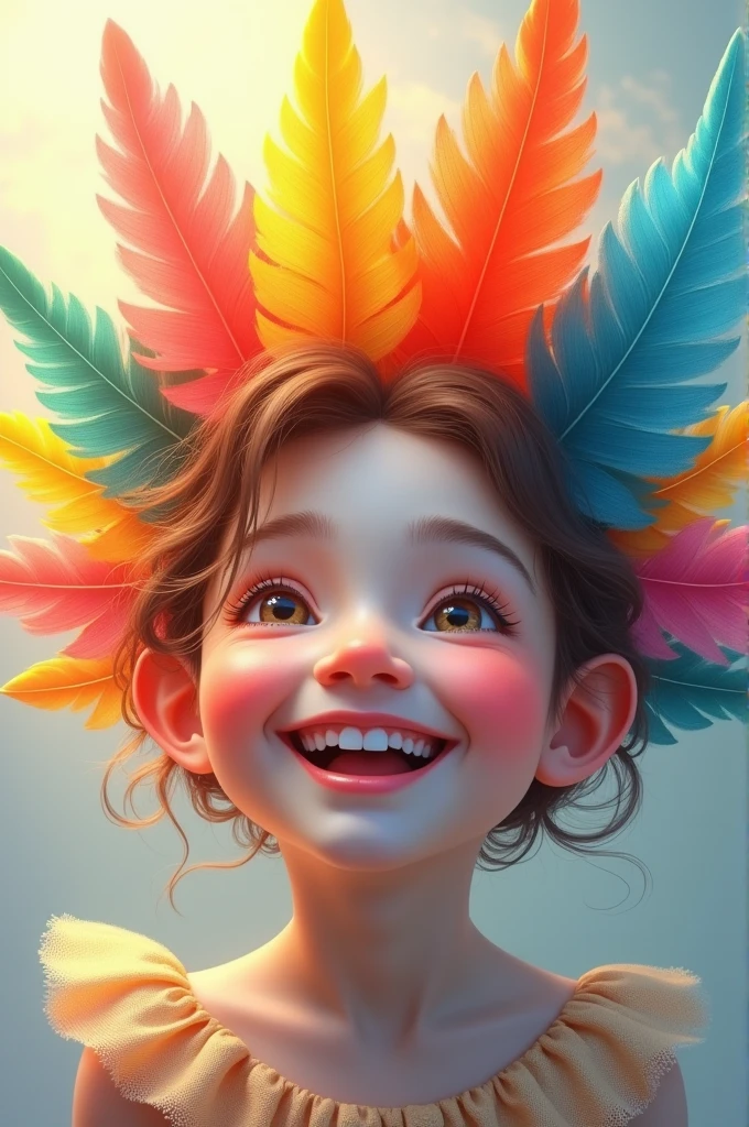Happy face with a feathers