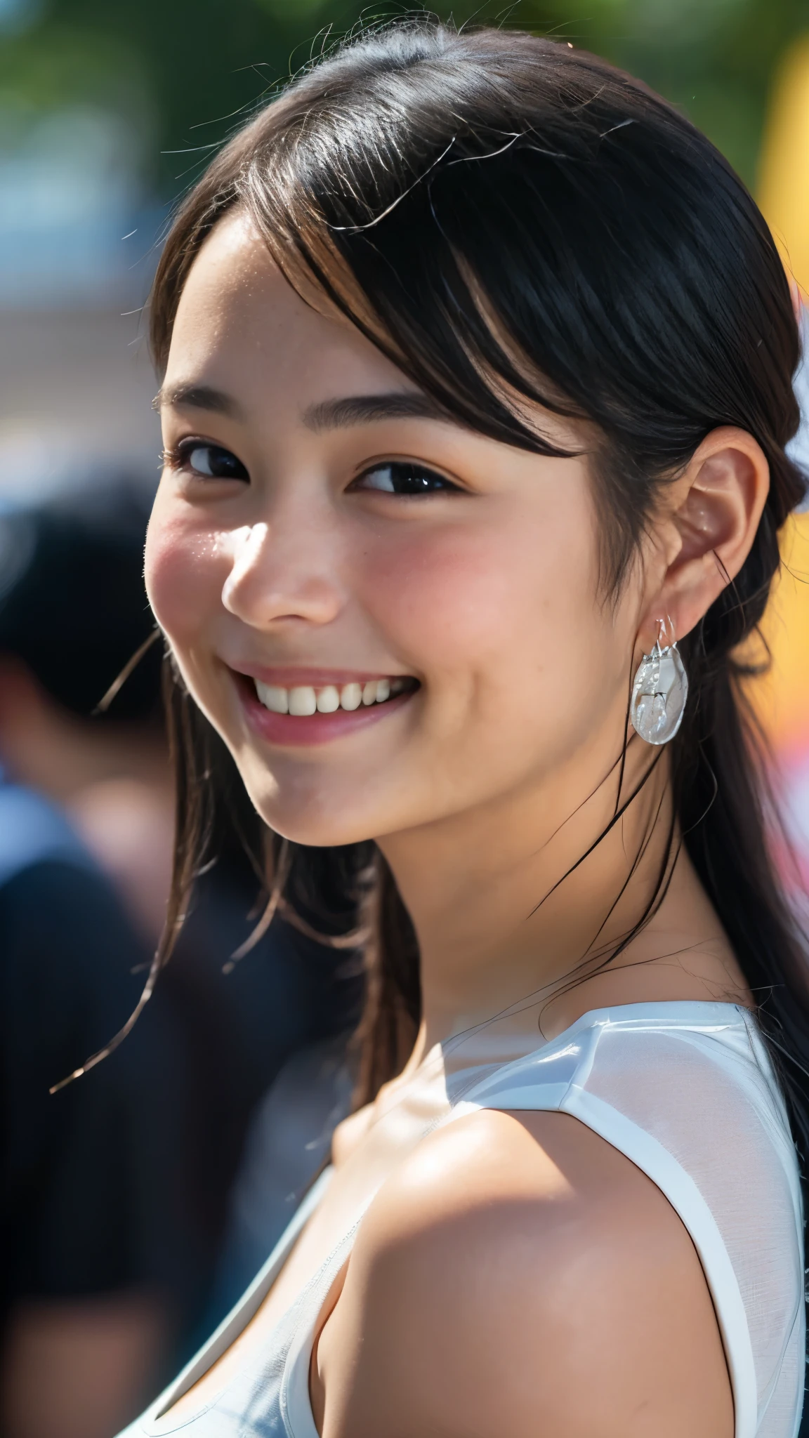 （8k、Raw photography、Highest quality、masterpiece：1.2),(Black Hair、Dark Eyes:1.9),(whole body:1.9)、View your audience,Front view,White skin,(:1.4)、(Tight waist:1.6)、(Clothes that accentuate the shape of the breasts:1.4)、(Big Breasts :1.6)、Slim figure、Ultra-high resolution,beautiful,beautiful fece,(One person、No background:1.9),whole bodyボディー,Japanese women,（reality的：1.37）、Photon Mapping,reality、(Baby-faced and cute: 1.3)、(Cute Smile: 1.8)、(Round face: 1.8)、Radio City、Physically Based Rendering、Depth of field rally background、photograph, (:1.8),（:1.6）,whole body、Great quality
