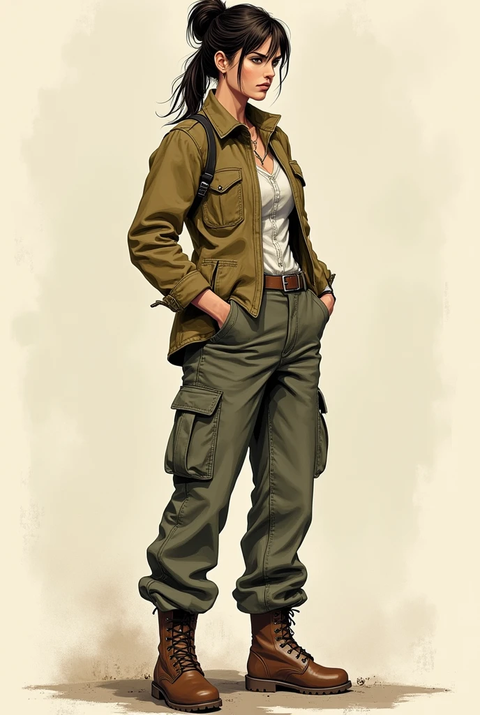 Visual Description: Lydia stands tall and lean, her posture always precise, as if she’s perpetually mapping out a plan in her head. Her dark brown hair is tied back in a neat bun, streaked with early grays that reflect the weight of responsibility she carries. Her sharp, calculating eyes, the color of amber, scan the surroundings with an intensity that makes her seem constantly on the lookout for opportunities. She wears practical, sturdy clothing—usually a well-worn jacket with lots of pockets, cargo pants, and boots. Her hands are often smudged with dirt or ink from drafting plans.
but she is dressed slutty