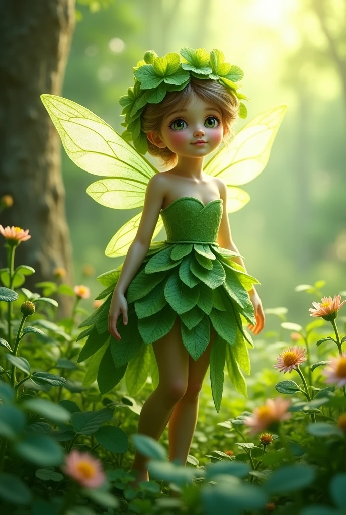Fairy dressed in clover leaves