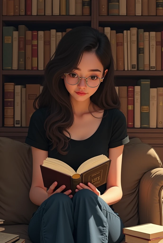 bookworm surrounded by books, holding a cup of coffee. --auto --s2