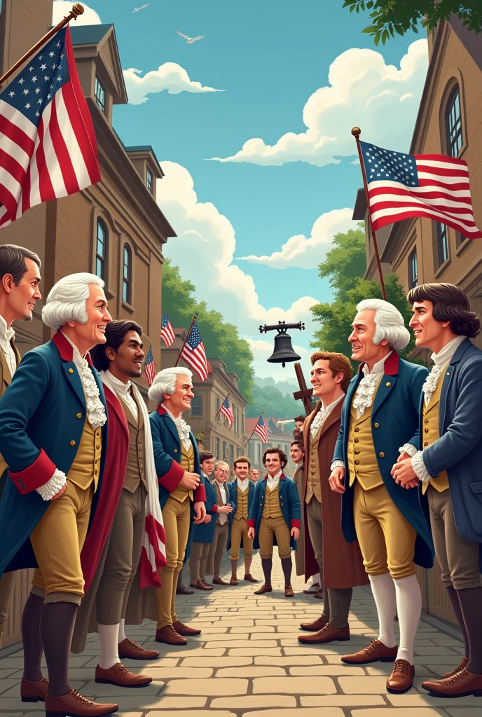 Cartoon about the independence of the United States