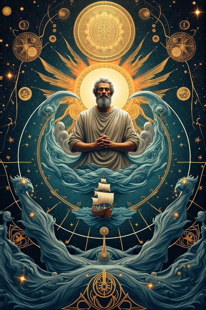 Mandala of the Odyssey where the ship can be seen, Homer and a part of the plot