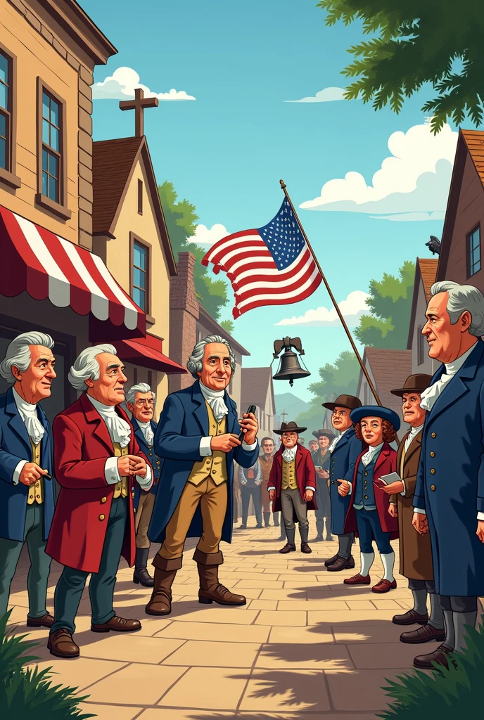 Cartoon about the independence of the United States