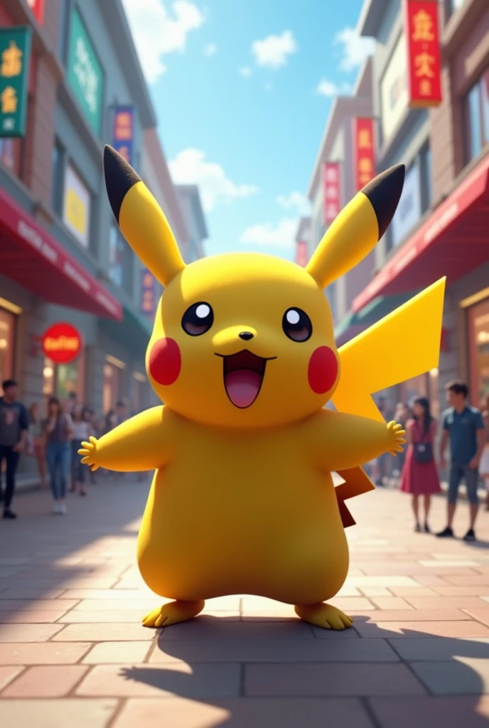 pikachu in a mall surpriced