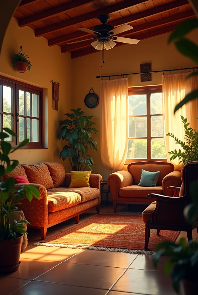 nice living room of lower middle class Dominican house with more lighting, with another more illuminated angle