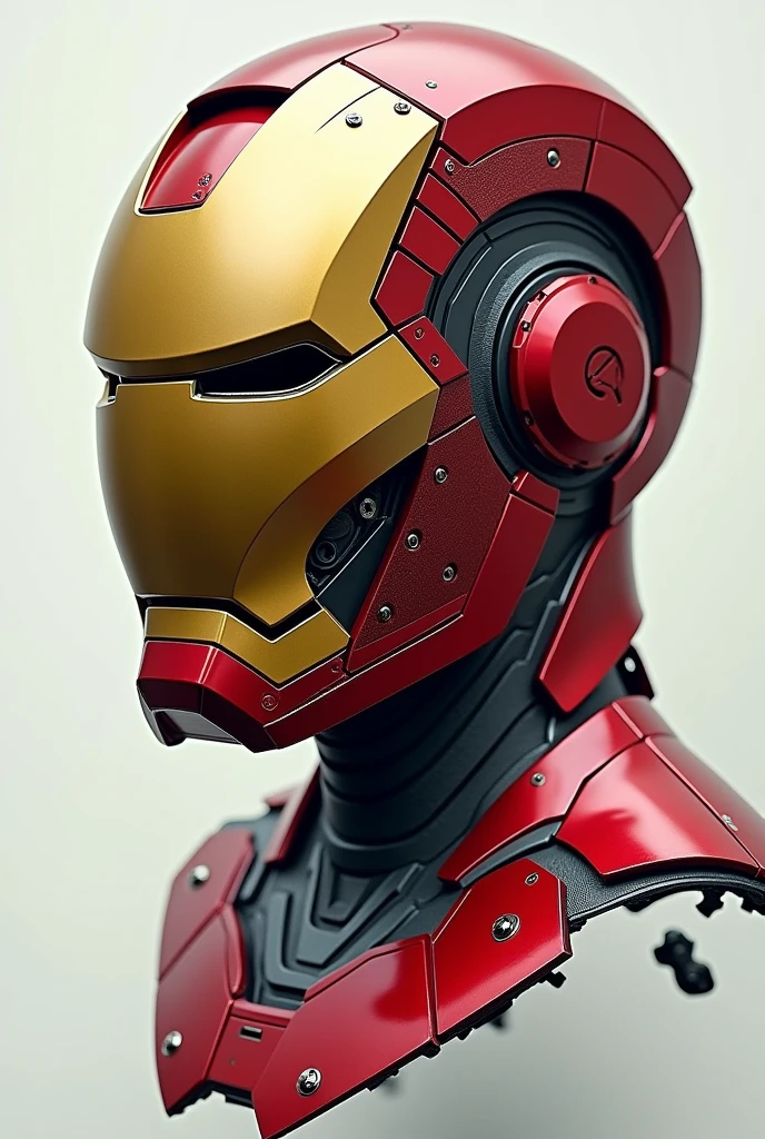 Chat create a drawing image of how to make with parts and fittings to create an Iron Man helmet