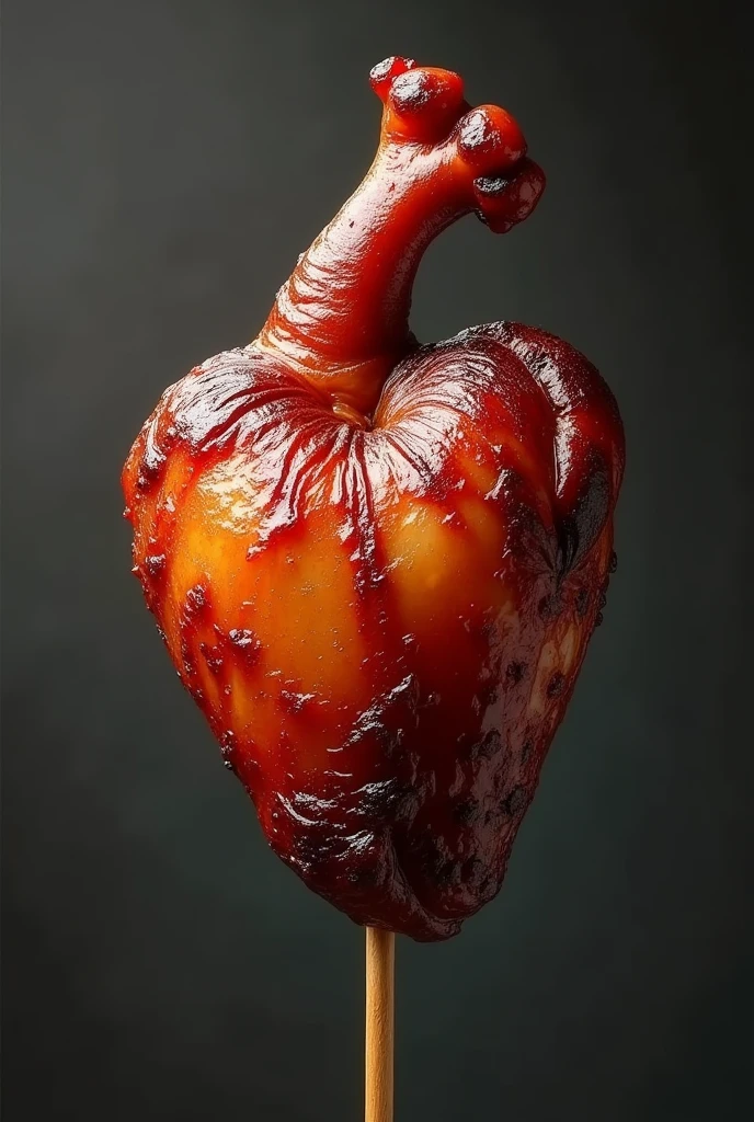 real roasted chicken heart skewer