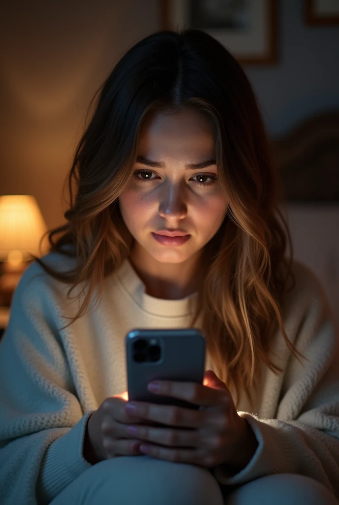 Girl checking her partner's cell phone and realizes