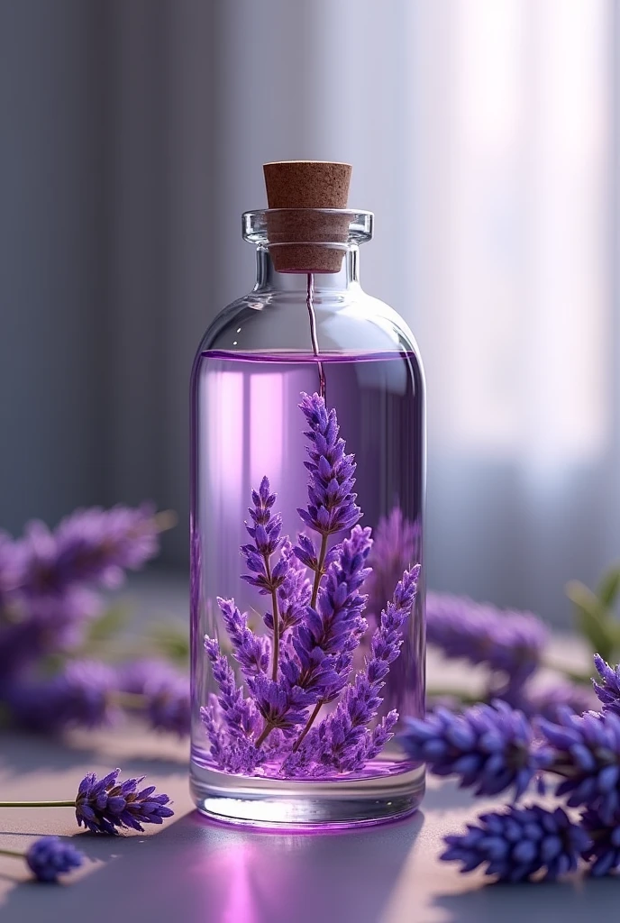 Bottle with lavender oil

