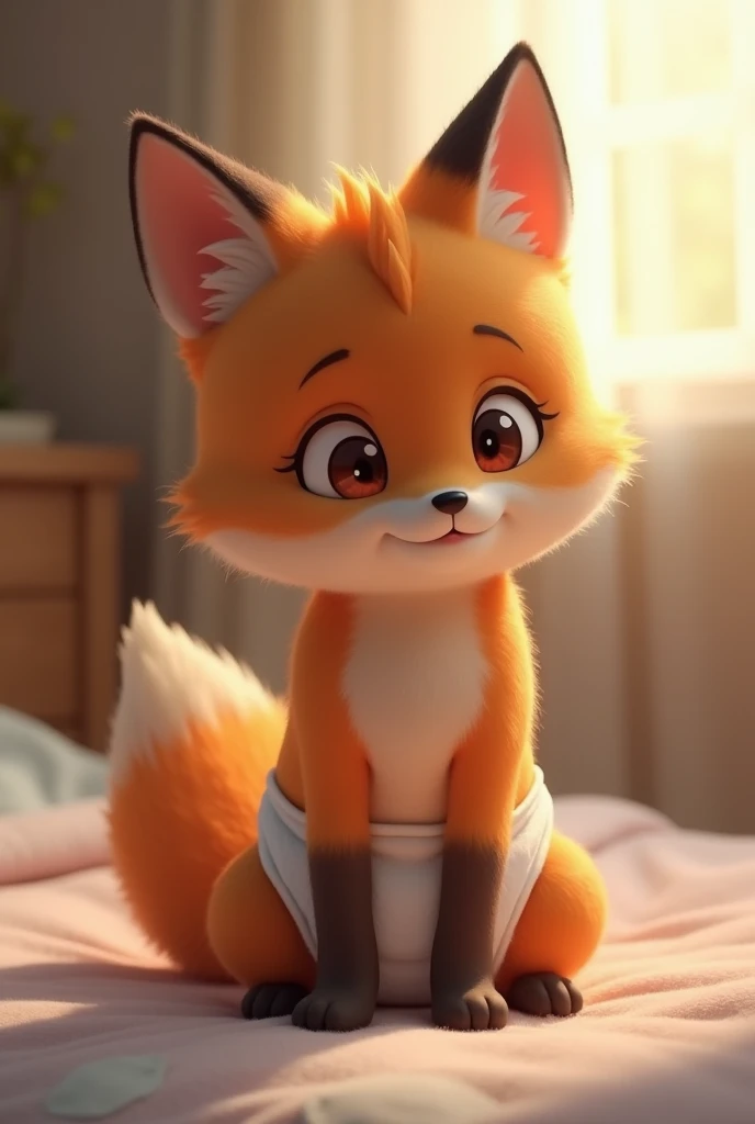 plushieStyle, best quality, masterpiece, highres, absurdres, solo, furry, ((fox:1)), 1girl, feral proportions, full body, detailed background, bed, lying on front, paws, genki eyes, closed eyes, looking back at viewer, plushie, fabric, stitching, sew lines, sewing, cute, happy, soft lighting, realistic, red fur, red body, huge pussy, ((canine pussy:1)), chubby, round body, big butt, loose stuffing, anus, thick thighs, wide hips, dipstick tail, raised tail, glistening, oiled butt, glistening butt
