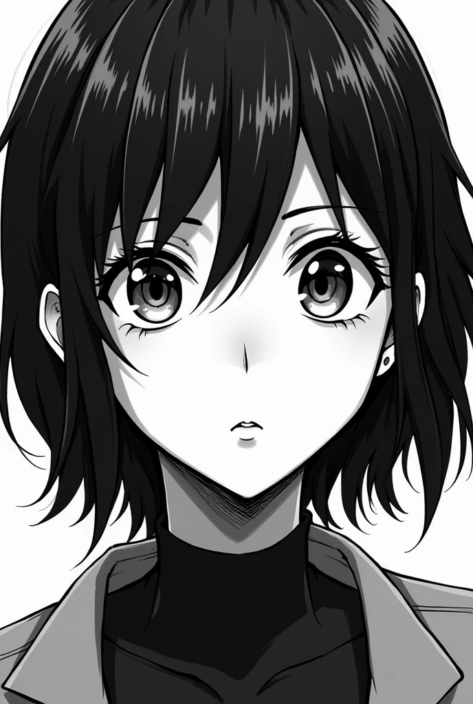 female satoru gojo, manga-styled, colorless, 1girl, detailed face, beautiful detailed eyes, beautiful detailed lips, extremely detailed eyes and face, long eyelashes, black hair, school uniform, anime, manga, digital art, (best quality,4k,8k,highres,masterpiece:1.2),ultra-detailed,(realistic,photorealistic,photo-realistic:1.37),high contrast, monochrome, grayscale