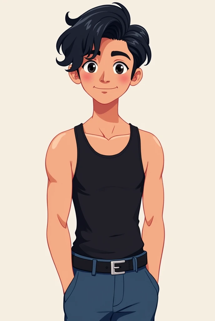 Create an avatar of myself, I&#39;m a dark-haired guy in Disney Pix style, I&#39;m wearing a tank top, blue shorts in a black style with gradient hair. 