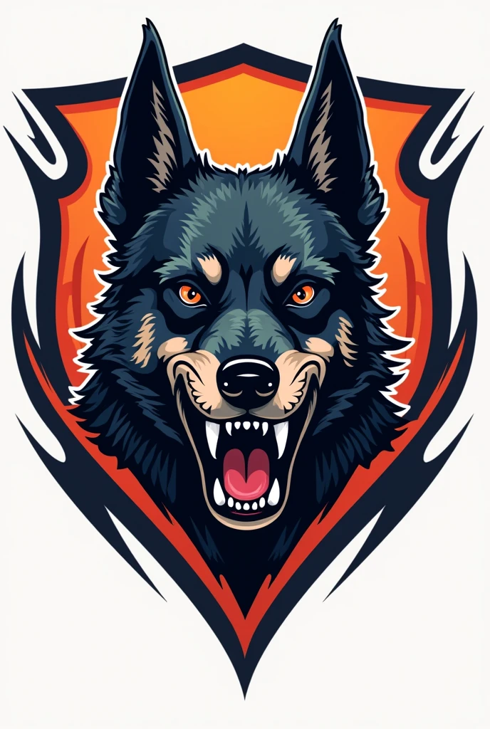 I need a very clean motorcycle club crest with an angry mongrel dog in the middle