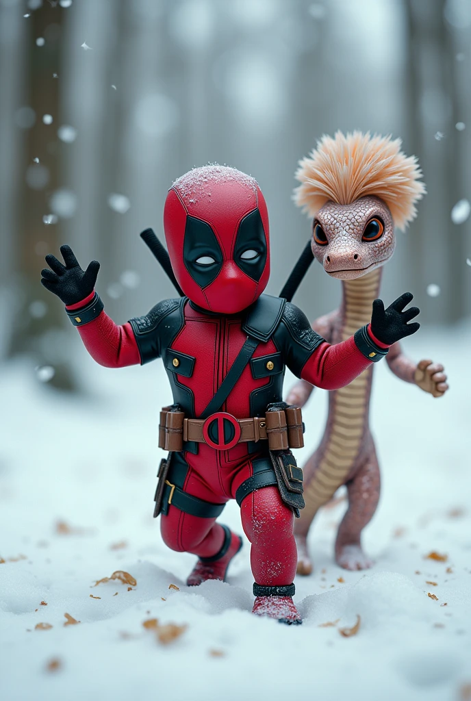 Put baby Deadpool in the snow dancing. Put a snake dressed as a drag queen