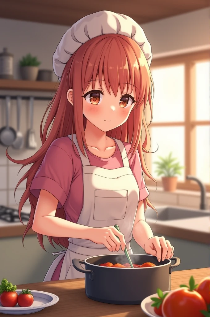 Anime girl cooking