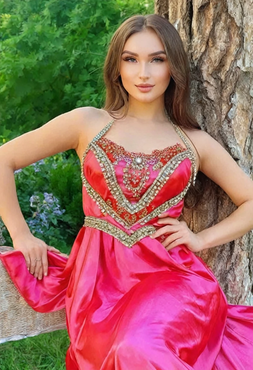 ((Photo medium distance:1.35)), ((Best resolution:1.4)), ((high quality:1.2)), (Work of art), 8k, extremely detailed, ((High detail:1.2)), Solo, ((HotLexi pretty perfect Ukrainian Slavic  female with 2)), (dress), (perfect body), (square-shaped defined pretty face:1.35),