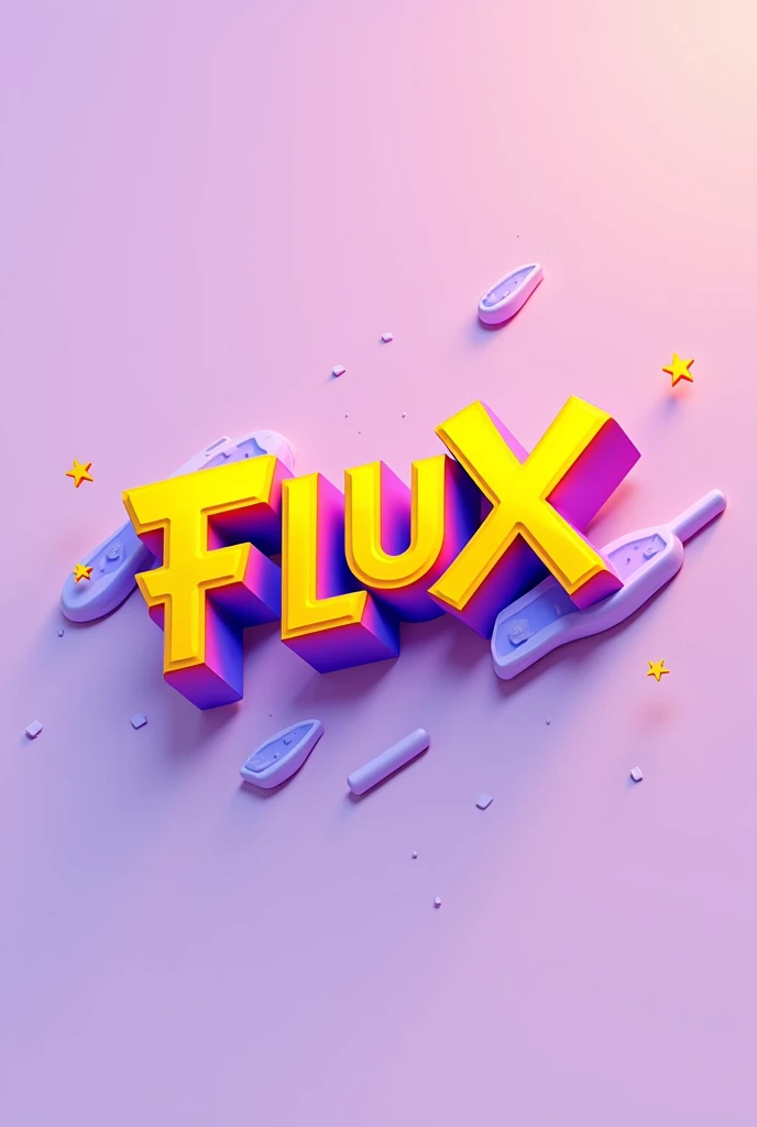 Create a detailed yellow and purple logo with the name flux as the base