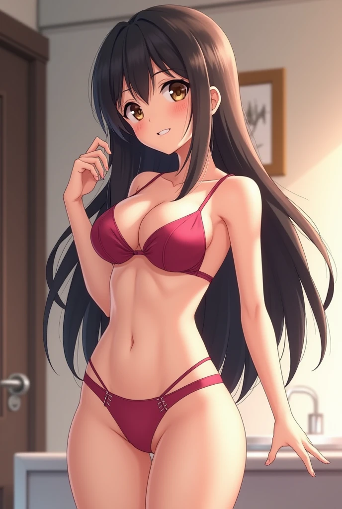 Sexy realistic anime girl showing her pussy without panties