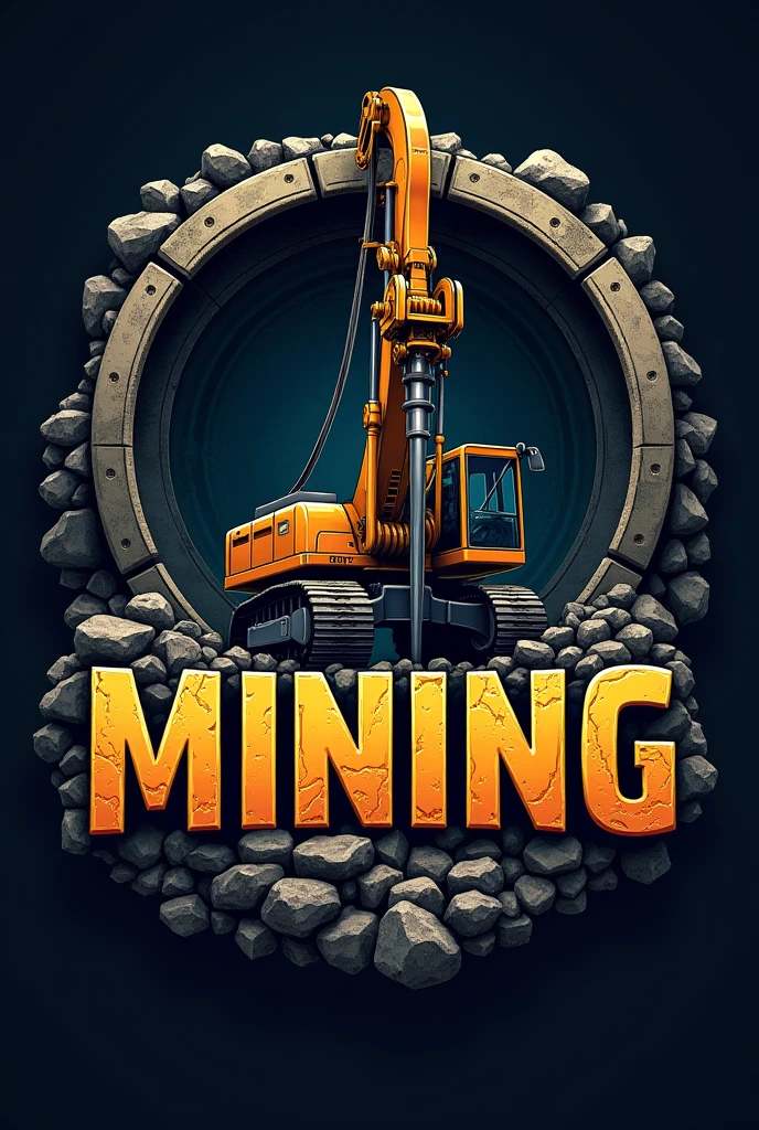 mining logo drilling with tunnel background and letters Mining