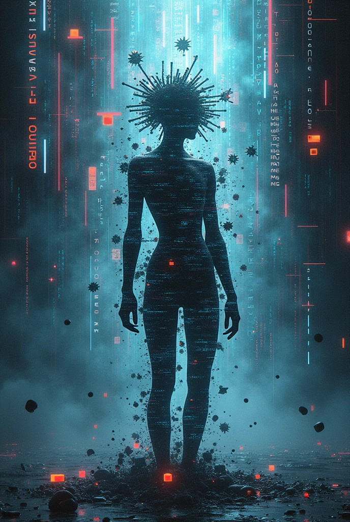 (Glitch Art), holographic, cell phone virus attach