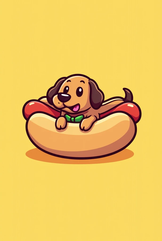 A fun logo, relaxed and funny of a hotdog but with a sausage dog instead of the sausage,
